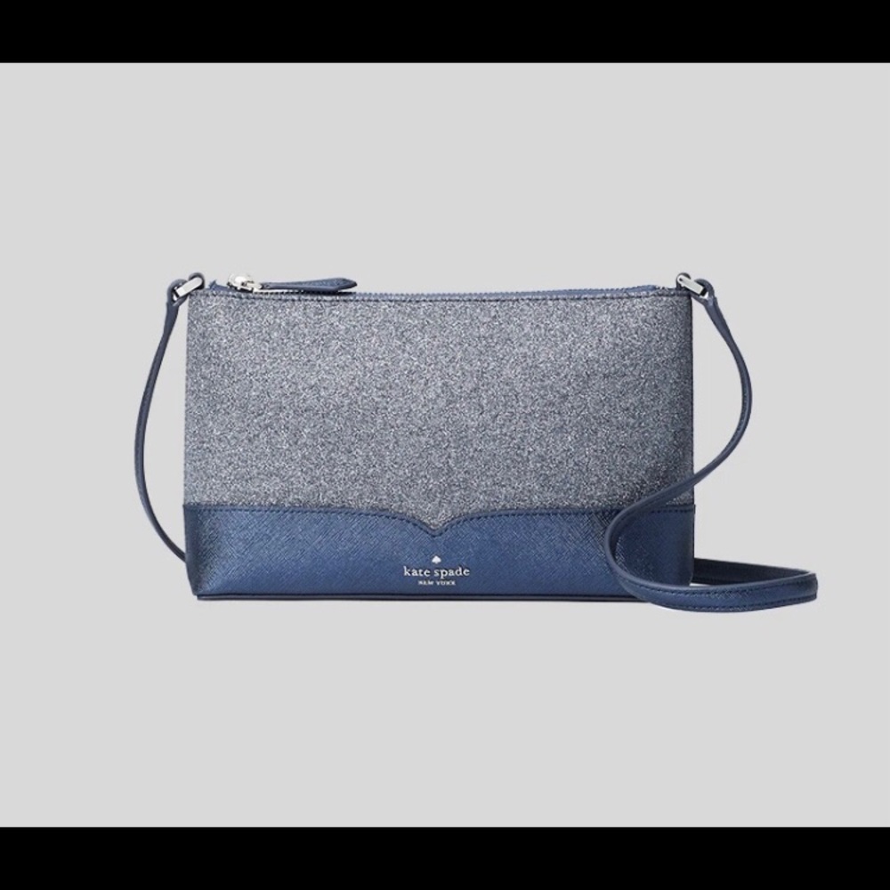 Kate Spade ♠️ Navy leather and beautiful glitter Lola mini crossbody.